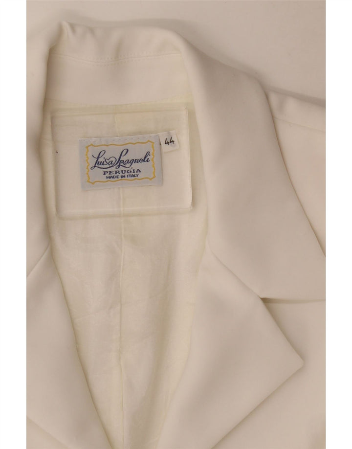Luisa Spagnoli Womens Full Zip Blazer Jacket IT 44 Medium White Acetate