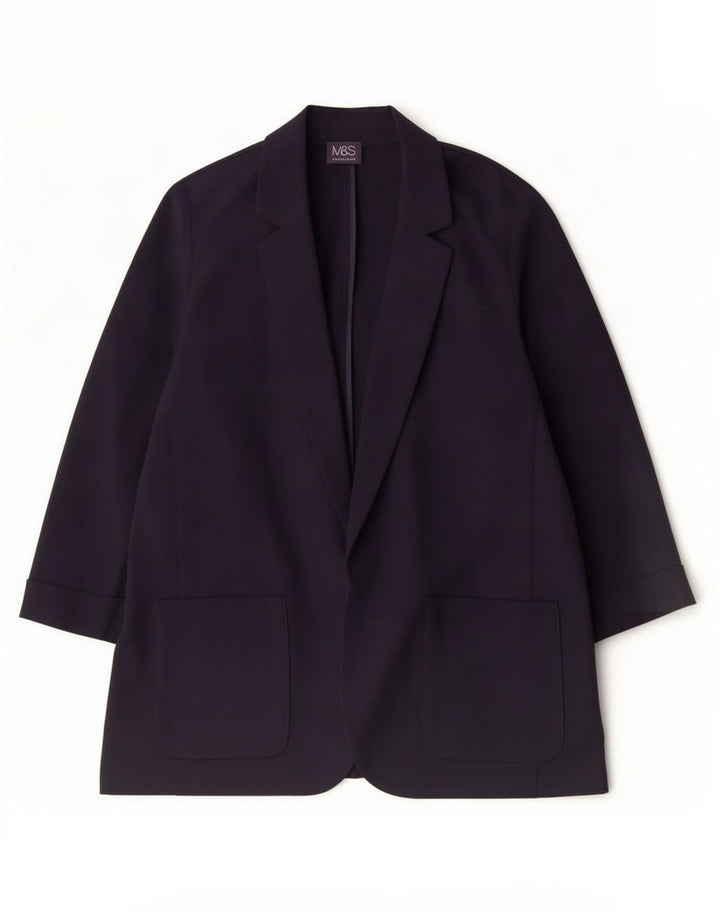 Marks & Spencer Womens 3/4 Sleeve Open Blazer Jacket UK 16 Large Navy Blue