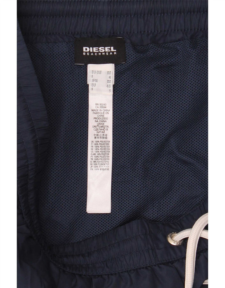 Diesel Mens Graphic Swimming Shorts Medium Navy Blue Polyester