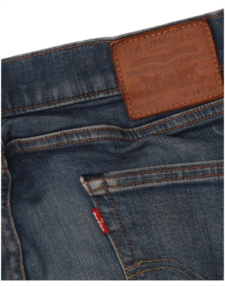 LEVI'S Mens 511 Slim Jeans W34 L34 Blue Cotton