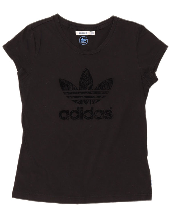 ADIDAS Womens Graphic T-Shirt Top IT 40 Small Black Cotton