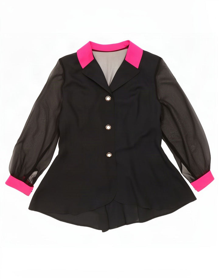 Vintage Womens See Through Shirt Blouse IT 44 Medium Black Polyester