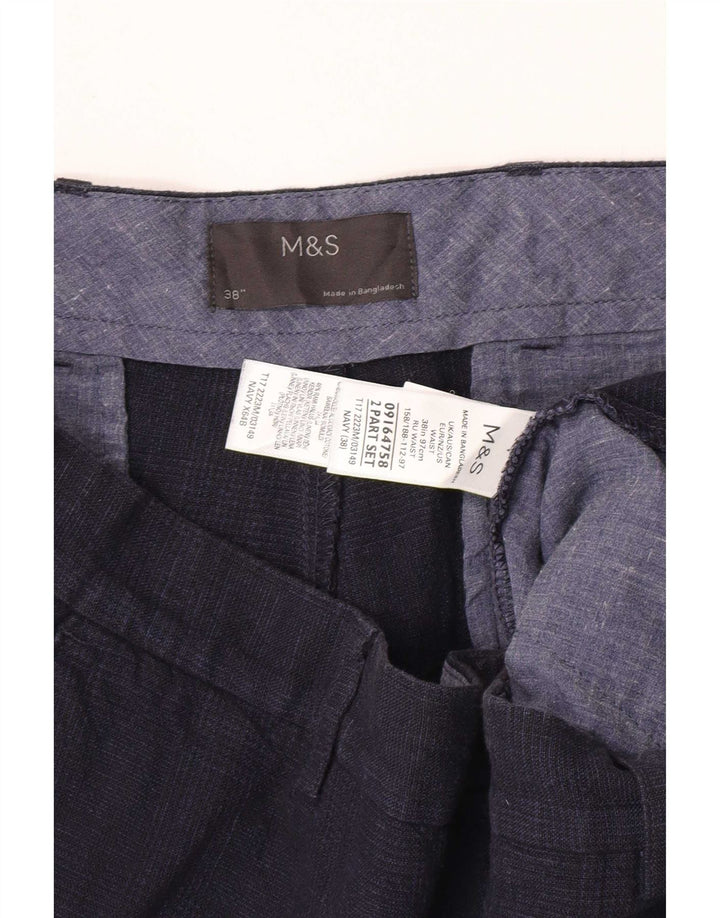 Marks & Spencer Mens Chino Shorts W38 XL Navy Blue Cotton