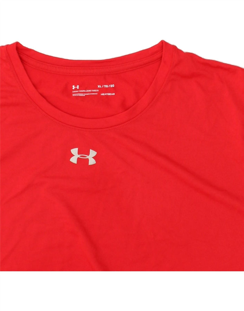 UNDER ARMOUR Mens Heat Gear T-Shirt Top XL Red Polyester | Vintage Under Armour | Thrift | Second-Hand Under Armour | Used Clothing | Messina Hembry 