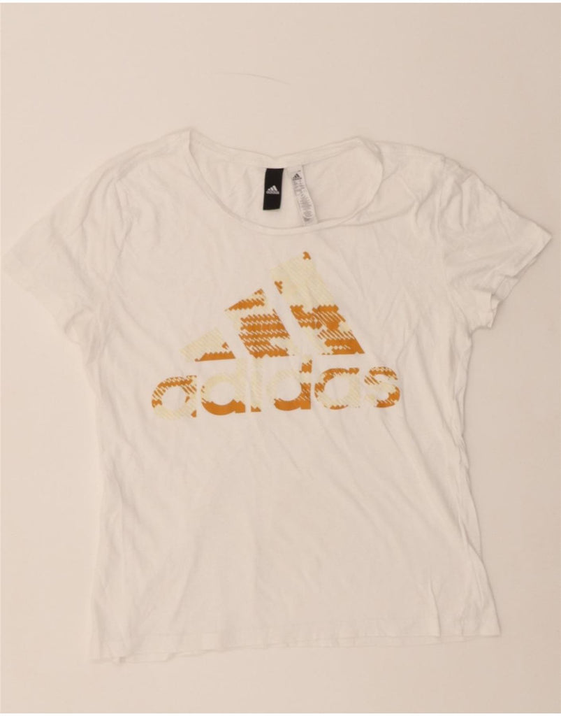 ADIDAS Womens Graphic T-Shirt Top UK 16/18 Large White Cotton Vintage Adidas and Second-Hand Adidas from Messina Hembry 