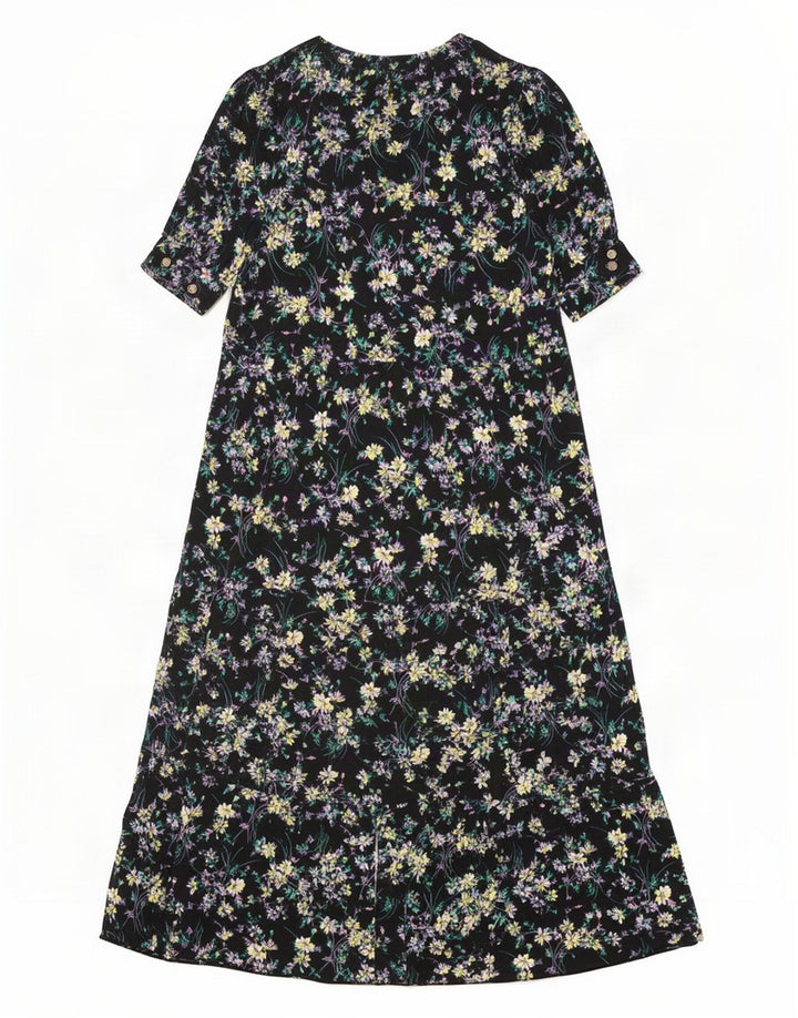 Marks & Spencer Womens Maxi Dress UK 12 Medium Black Floral Viscose