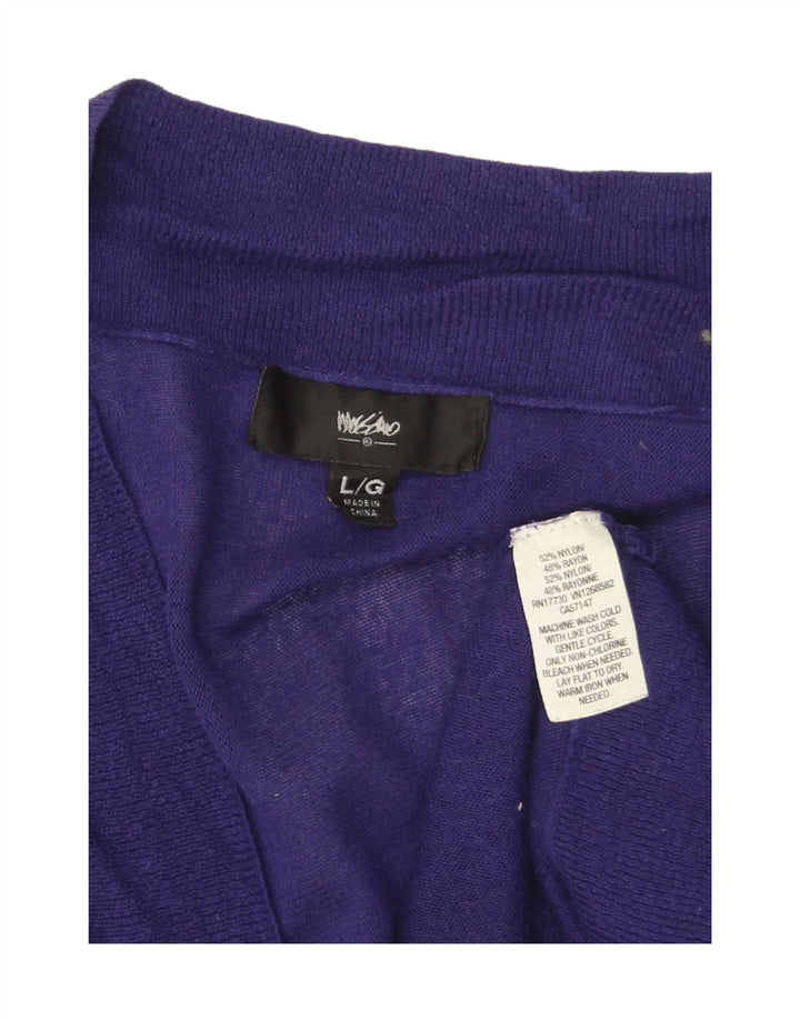 MOSSIMO Womens Longline Open Cardigan Sweater UK 16 Large Purple Nylon Vintage Mossimo and Second-Hand Mossimo from Messina Hembry 