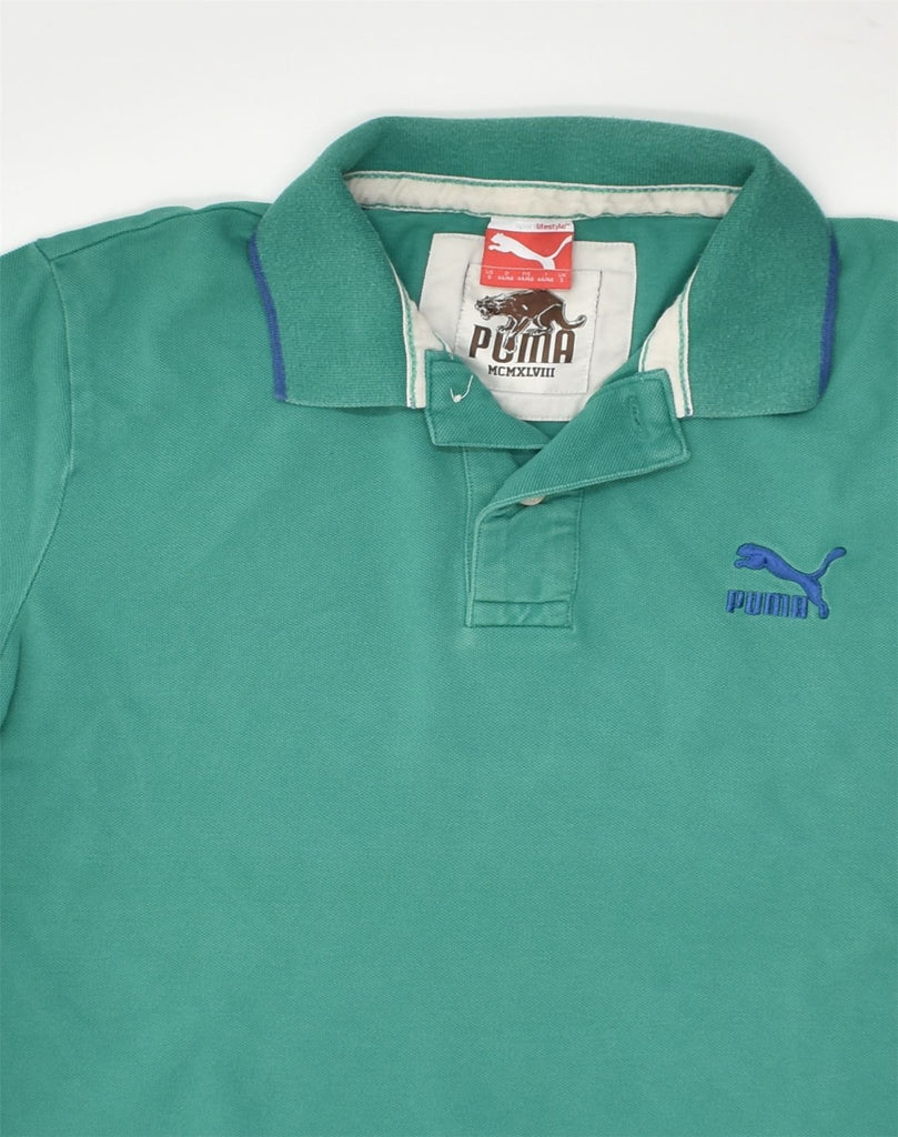 PUMA Mens Polo Shirt Small Green Cotton | Vintage Puma | Thrift | Second-Hand Puma | Used Clothing | Messina Hembry 