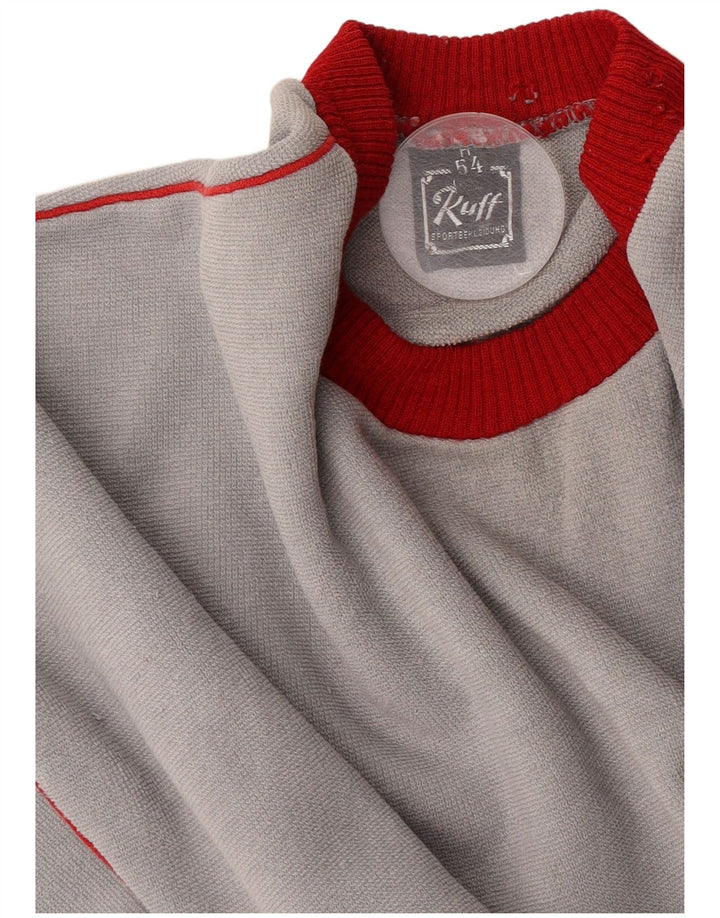 Vintage Mens Sweatshirt Jumper IT 54 XL Grey Colourblock
