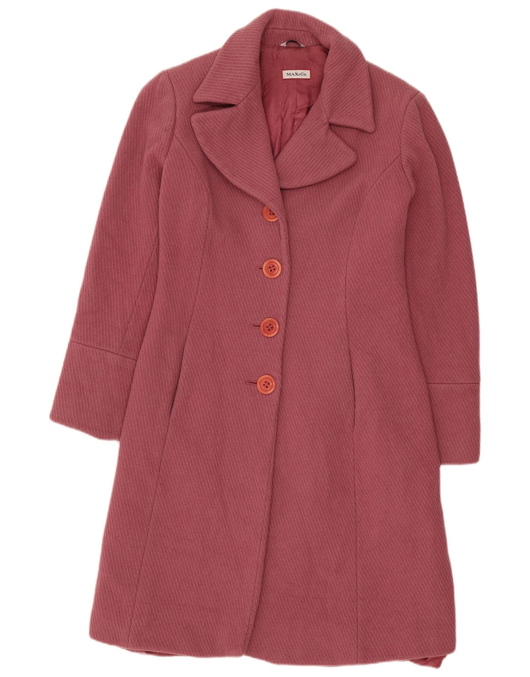 MAX & CO. Womens Overcoat UK 8 Small Pink Wool