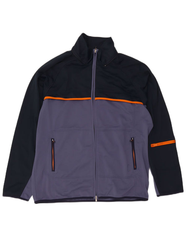 Champion Mens Tracksuit Top Jacket Large Navy Blue Colourblock Polyester