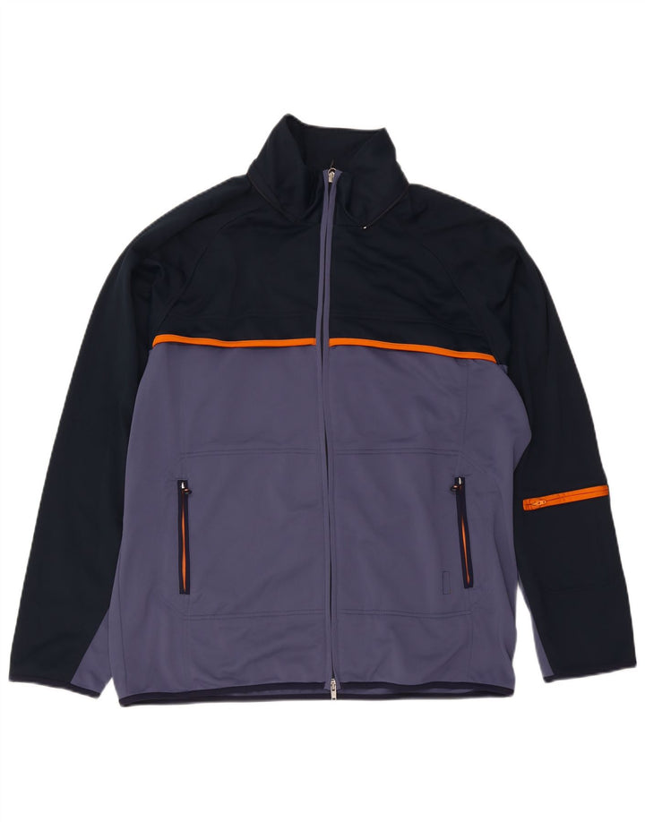 Champion Mens Tracksuit Top Jacket Large Navy Blue Colourblock Polyester