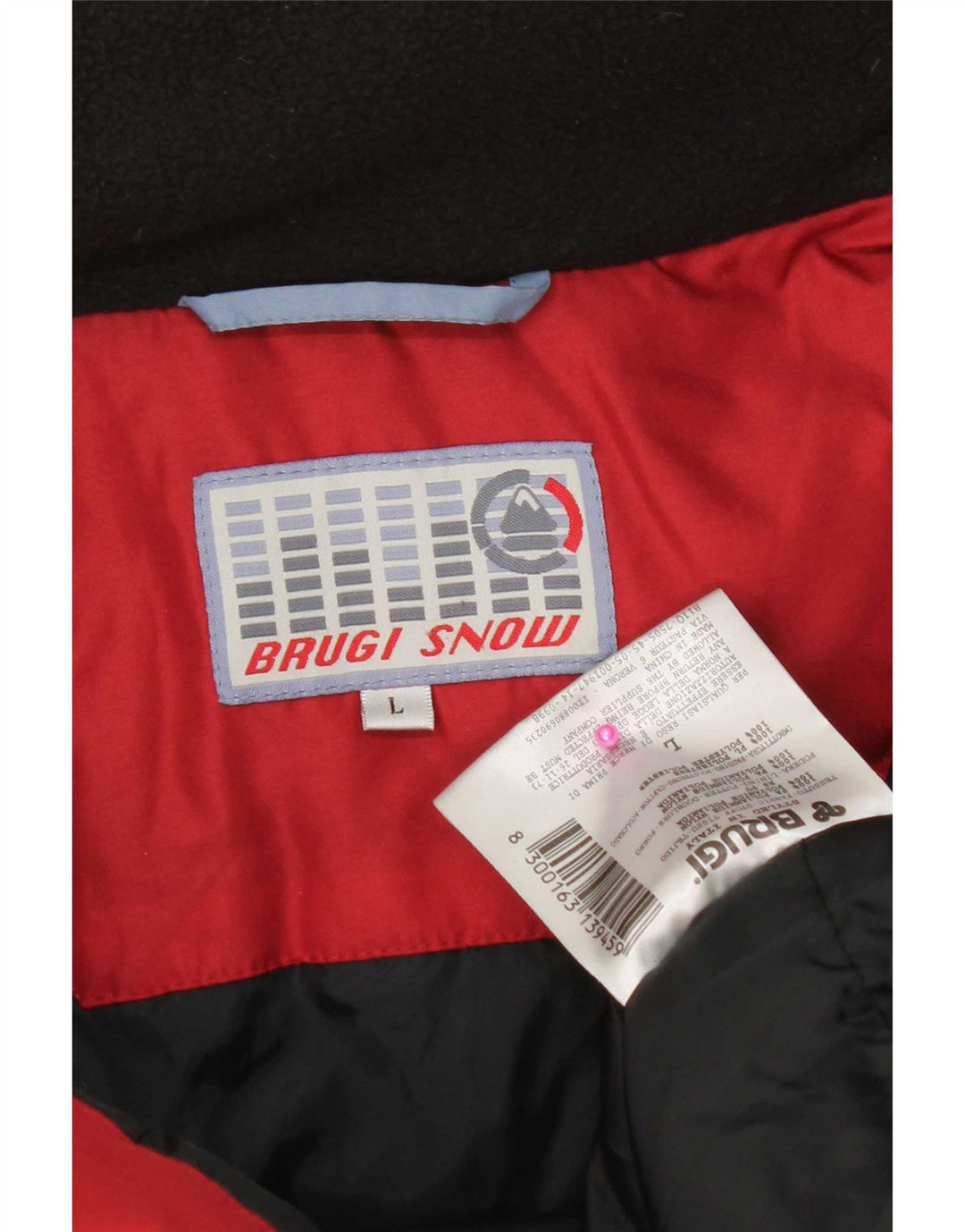 Brugi Mens Hooded Ski Jacket UK 40 Large Red Colourblock Nylon