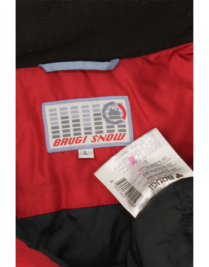 Brugi Mens Hooded Ski Jacket UK 40 Large Red Colourblock Nylon
