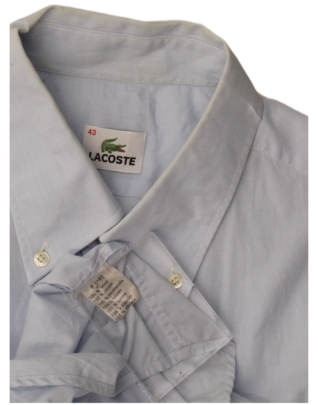 Lacoste Mens Short Sleeve Shirt Size 43 Large Blue Cotton