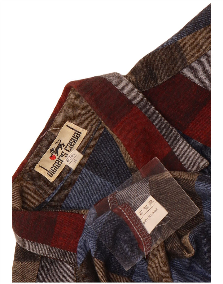 Vintage Mens Flannel Shirt Size 38/39 Medium Multicoloured Geometric Cotton