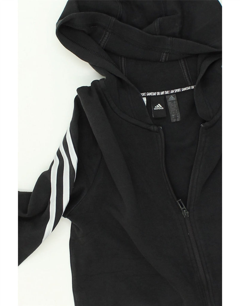 ADIDAS Boys Zip Hoodie Sweater 13-14 Years Black Cotton | Vintage Adidas | Thrift | Second-Hand Adidas | Used Clothing | Messina Hembry 