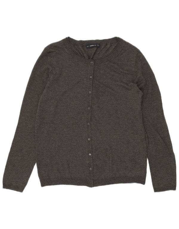 Zara Womens Cardigan Sweater UK 12 Medium Grey Modal