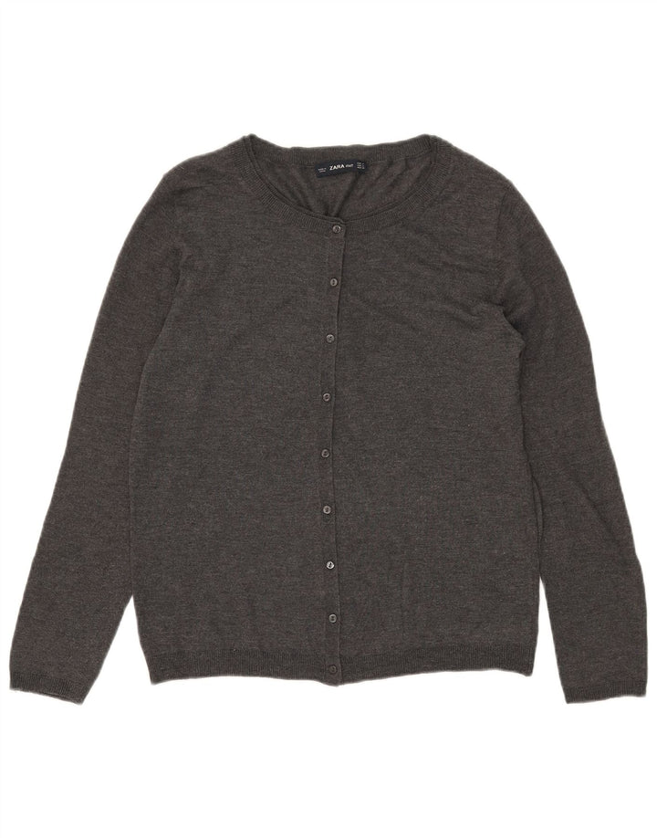 Zara Womens Cardigan Sweater UK 12 Medium Grey Modal