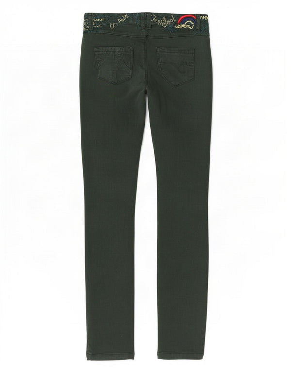 Desigual Womens Graphic Slim Jeans W28 L33 Green Cotton