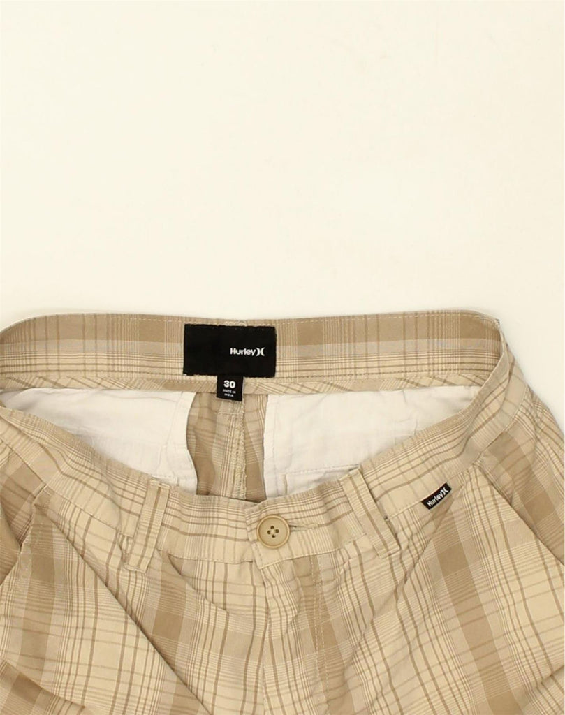 HURLEY Mens Chino Shorts W30 Medium Beige Check Cotton | Vintage Hurley | Thrift | Second-Hand Hurley | Used Clothing | Messina Hembry 