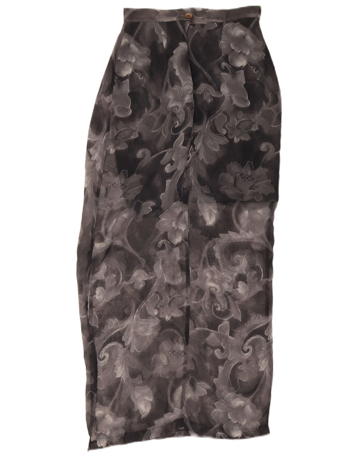 Vintage Womens Midi Skirt W26 Small Black Floral