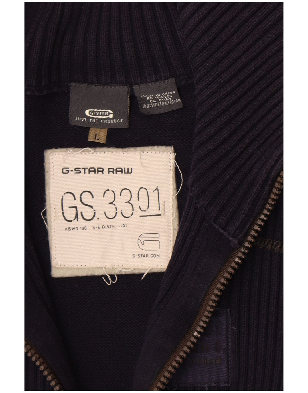 G-Star Mens 3301 Cardigan Sweater Large Navy Blue Cotton
