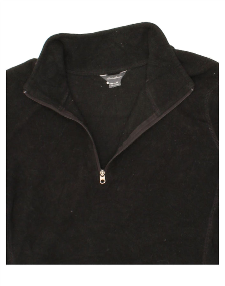 EDDIE BAUER Womens Zip Neck Fleece Jumper UK 14 Medium Black Polyester Vintage Eddie Bauer and Second-Hand Eddie Bauer from Messina Hembry 