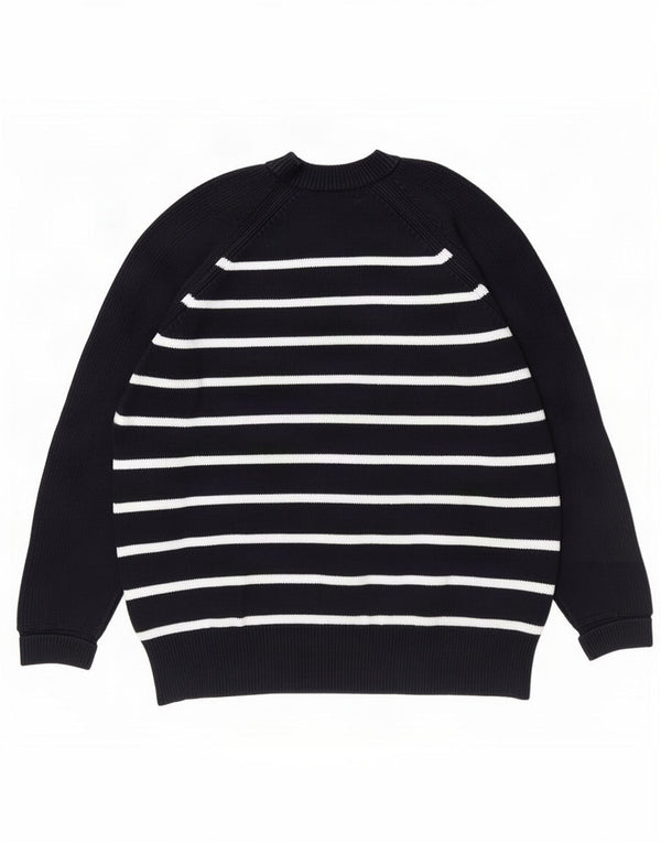 Marks & Spencer Mens Crew Neck Jumper Sweater Medium Navy Blue Striped