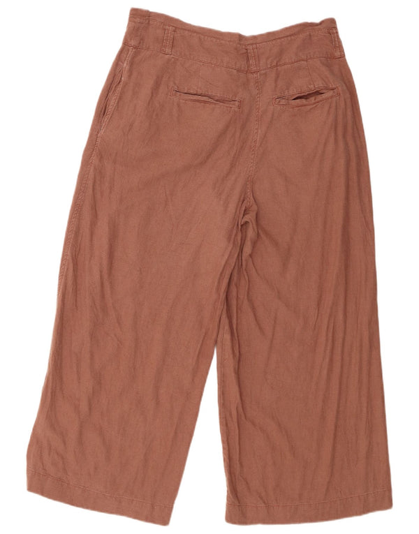 Fat Face Womens Wide Leg Cropped Trousers UK 10 Small W32 L24 Brown