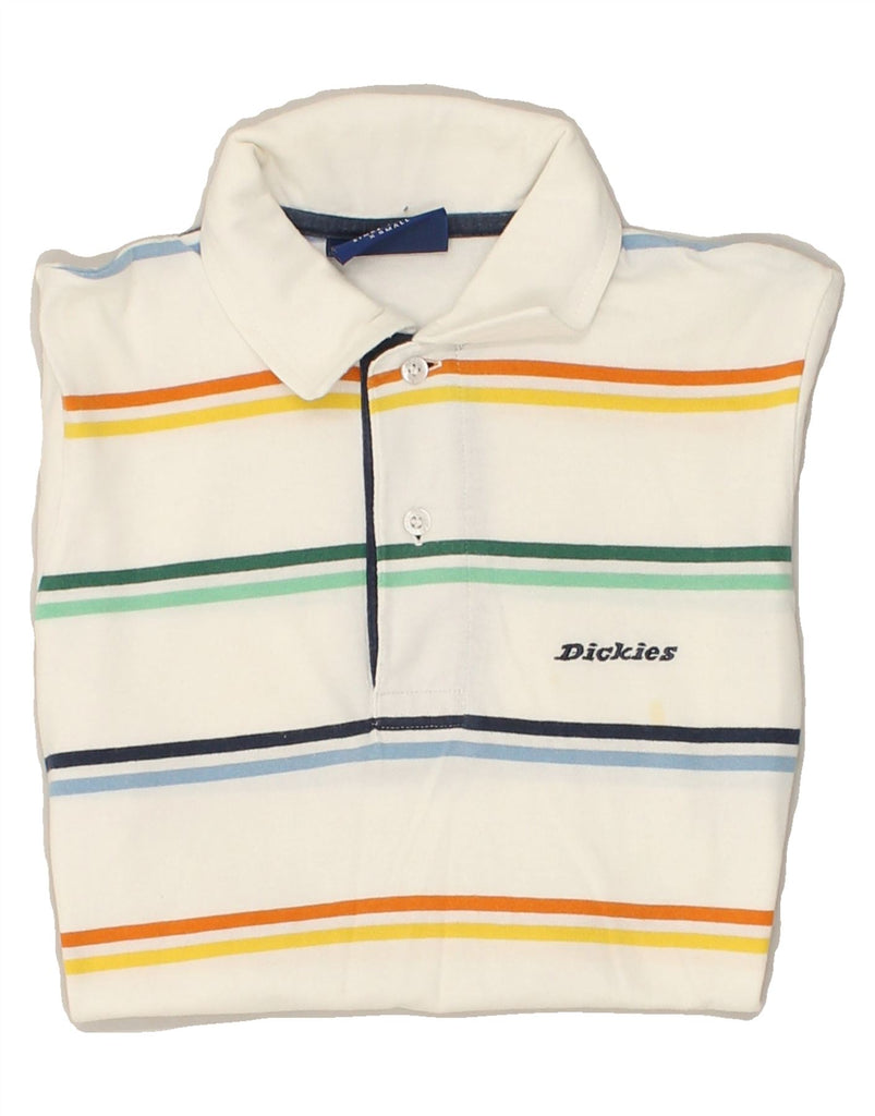 DICKIES Mens Polo Shirt XS White Striped Cotton | Vintage Dickies | Thrift | Second-Hand Dickies | Used Clothing | Messina Hembry 