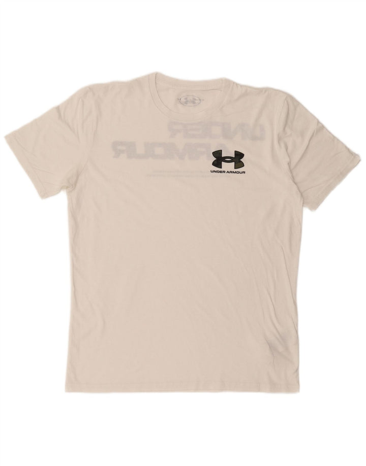 UNDER ARMOUR Mens Graphic T-Shirt Top Medium White Cotton