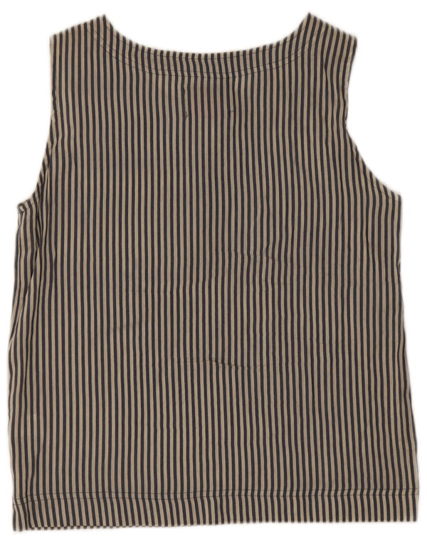 Vintage Womens Sleeveless Blouse Top UK 14 Medium Blue Striped