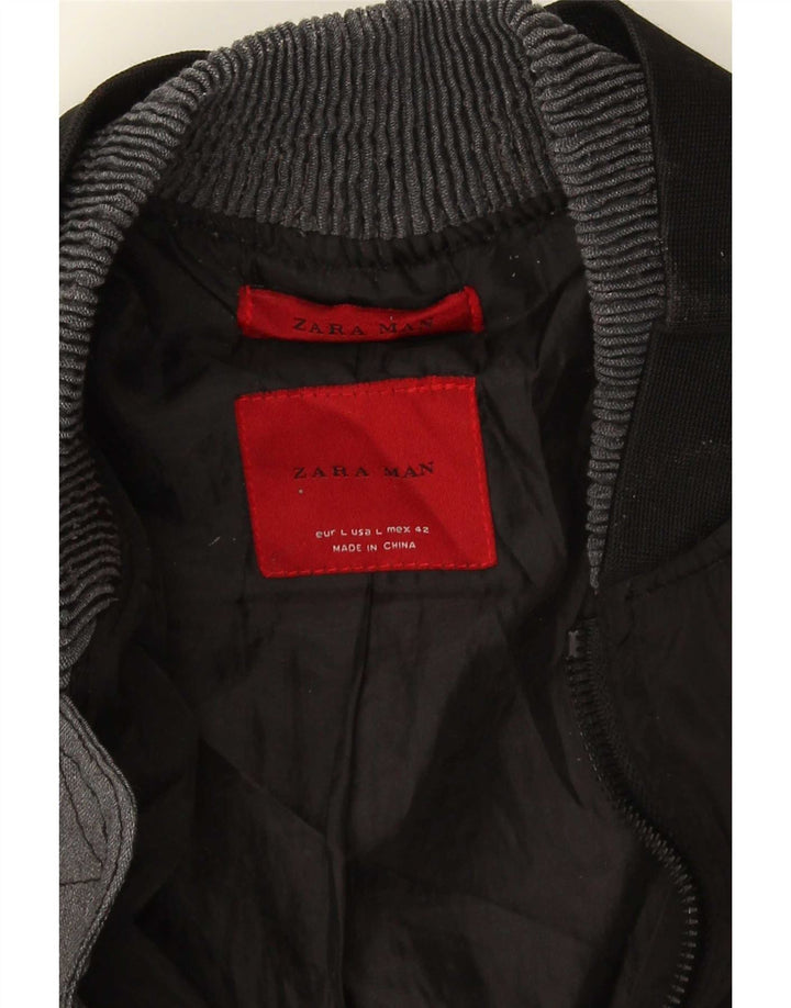 Zara Mens Bomber Jacket UK 40 Large Black