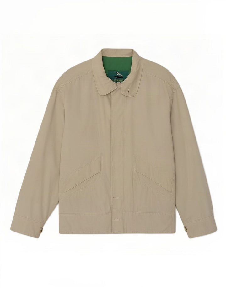 Vintage Mens Bomber Jacket UK 38 Medium Beige Cotton