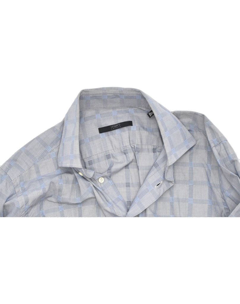 UNGARO Mens Shirt Size 42 16 1/2 Large Grey Check Cotton | Vintage | Thrift | Second-Hand | Used Clothing | Messina Hembry 