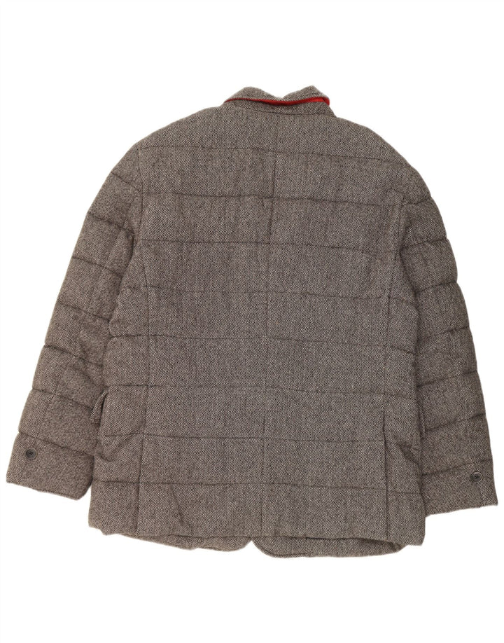 Tommy Hilfiger Mens Padded Jacket UK 44 2XL Grey Herringbone Wool