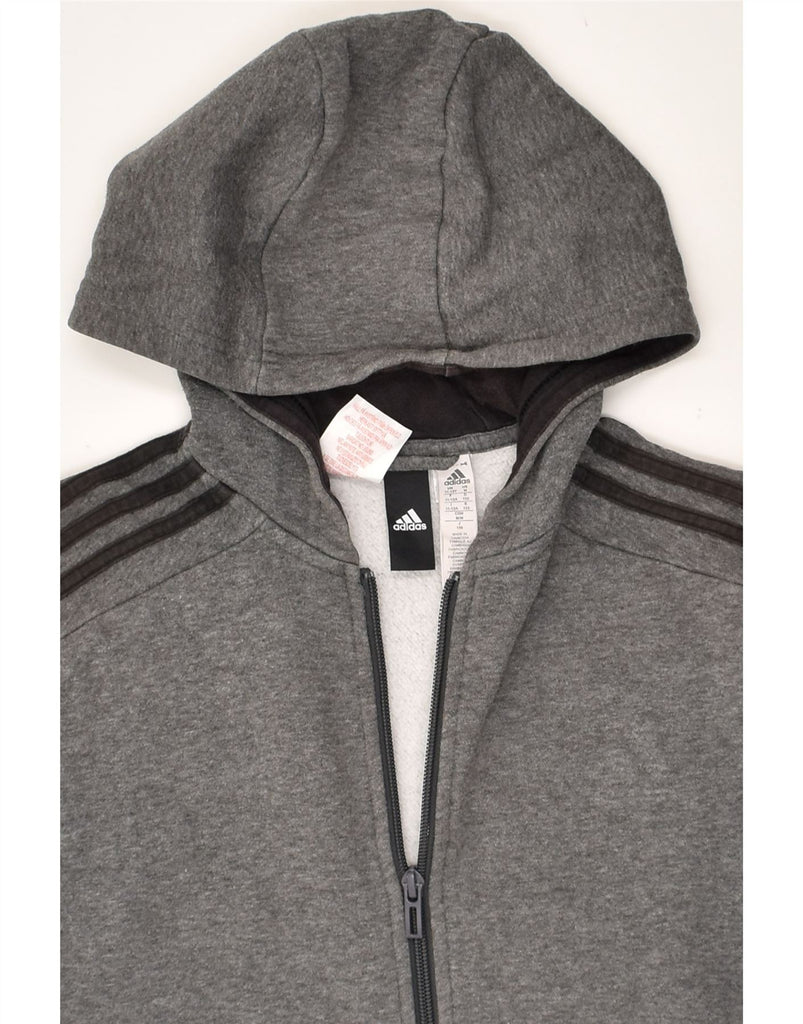 ADIDAS Boys Zip Hoodie Sweater 11-12 Years Grey Cotton | Vintage Adidas | Thrift | Second-Hand Adidas | Used Clothing | Messina Hembry 