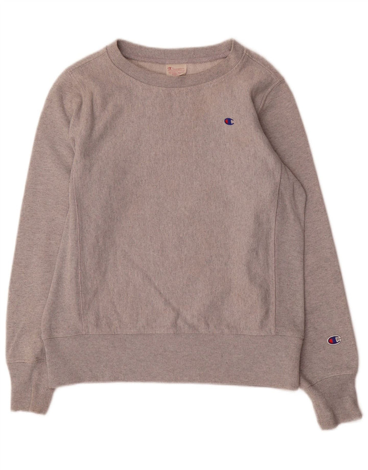 Champion Womens Sweatshirt Jumper UK 14 Medium Grey Cotton