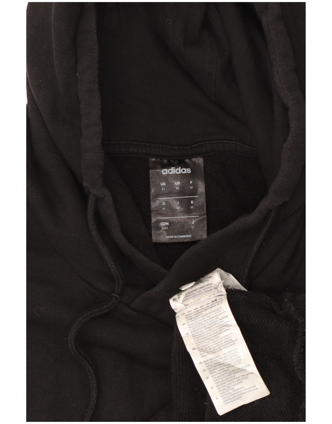 Adidas Mens Graphic Hoodie Jumper Medium Black Cotton