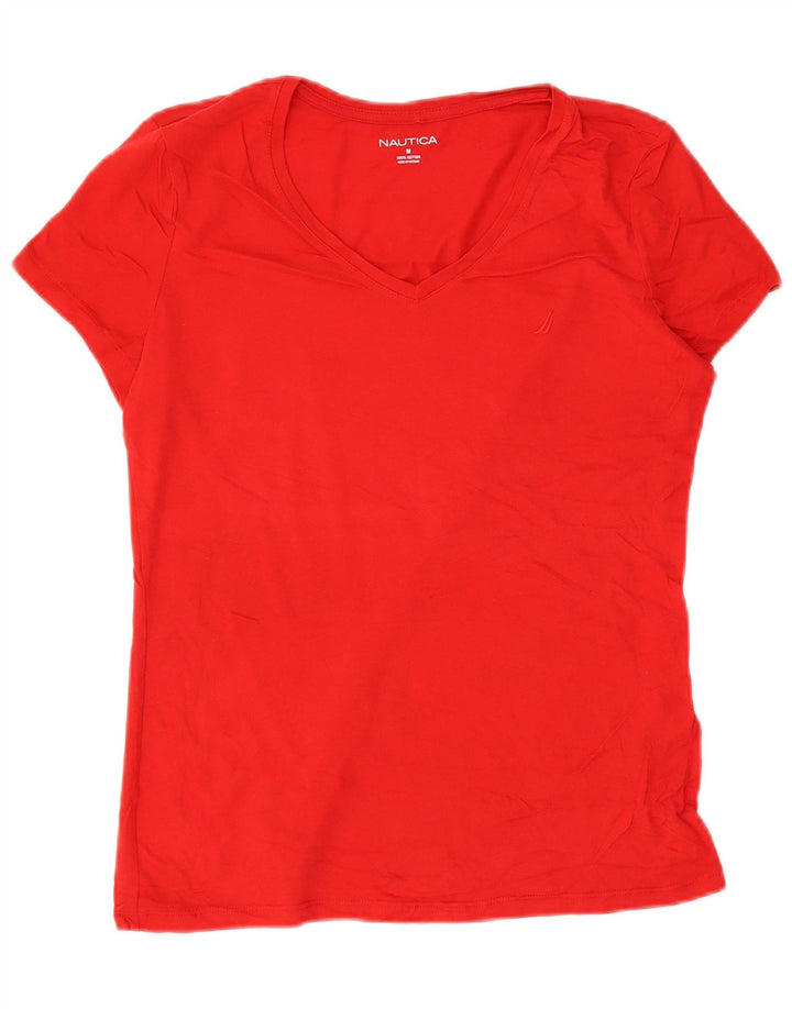 NAUTICA Womens T-Shirt Top UK 14 Medium Red Cotton