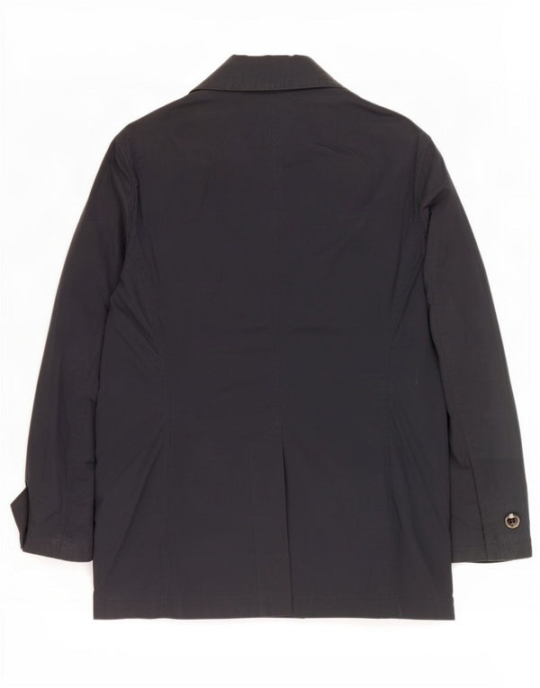 Hackett Mens Double Breasted Coat UK 38 Medium Navy Blue Nylon