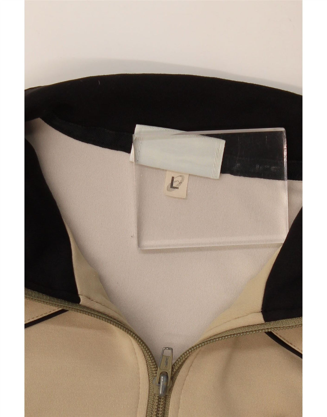 ASICS Womens Tracksuit Top Jacket UK 14 Large Beige Colourblock