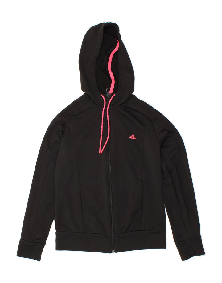 ADIDAS Womens Climalite Zip Hoodie Sweater UK 12/14 Medium Black Polyester Vintage Adidas and Second-Hand Adidas from Messina Hembry 