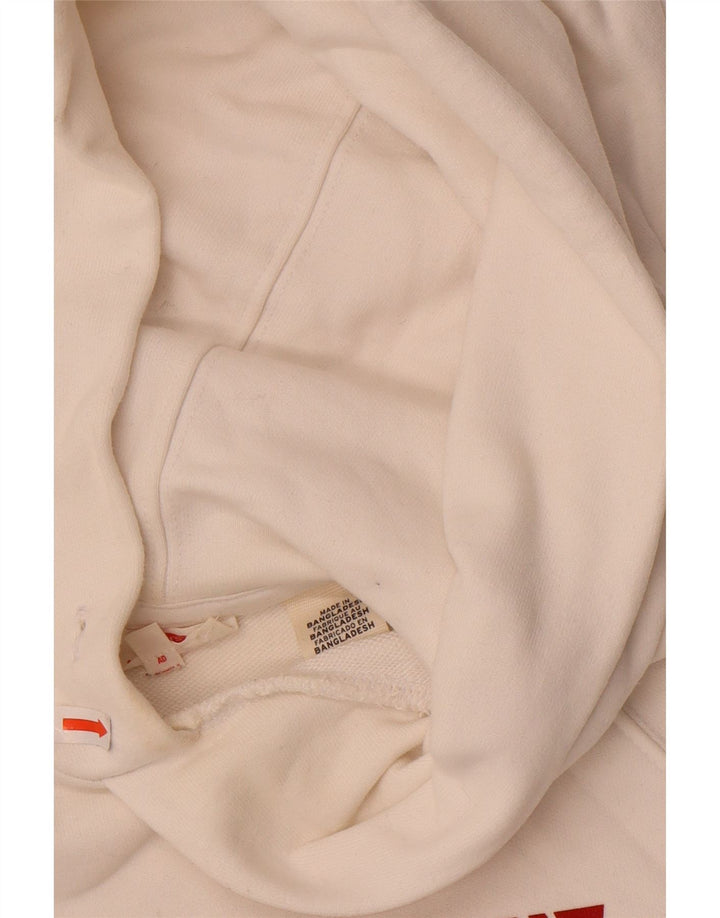 LEVI'S Womens Graphic Hoodie Jumper UK 2 2XS White Cotton