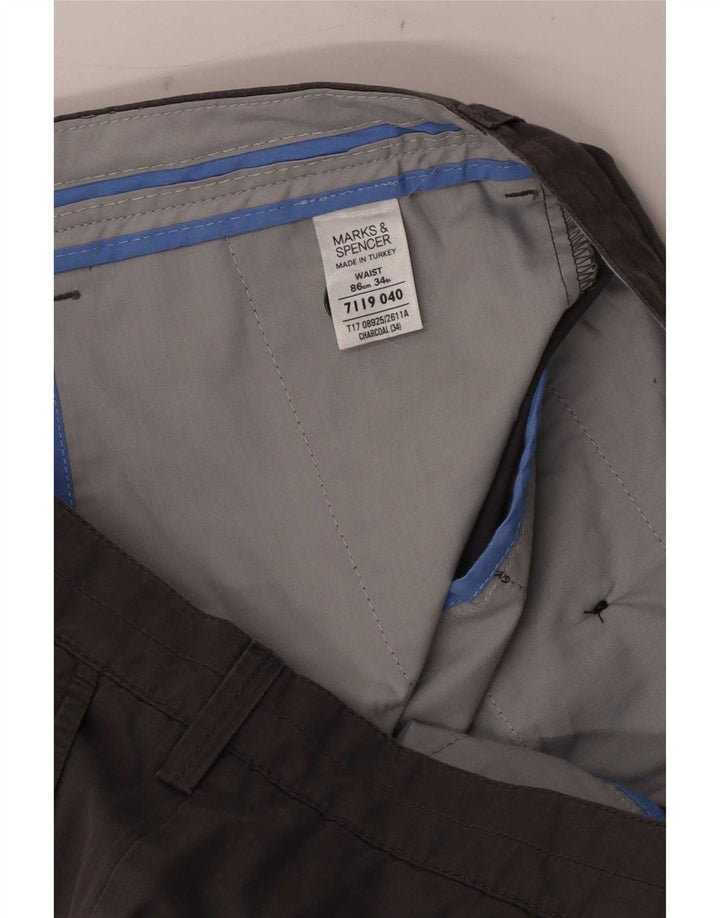Marks & Spencer Mens Chino Shorts W34 Large Grey Cotton