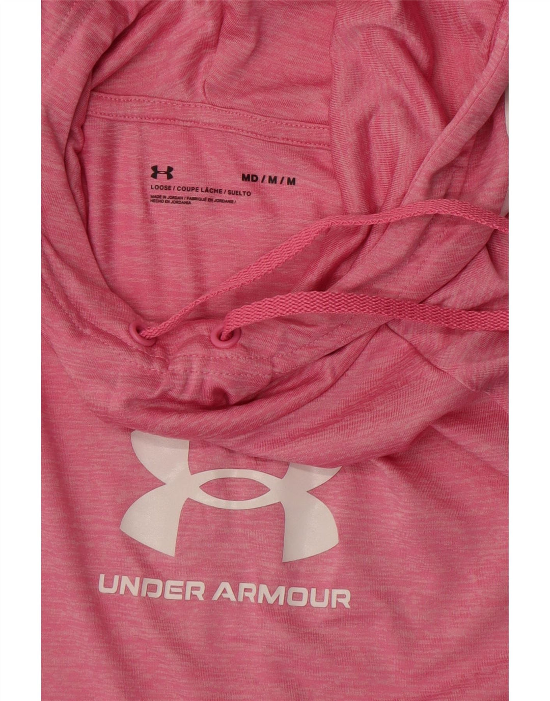 Under Armour Womens Hooded Graphic Top Long Sleeve UK 14 Medium Pink