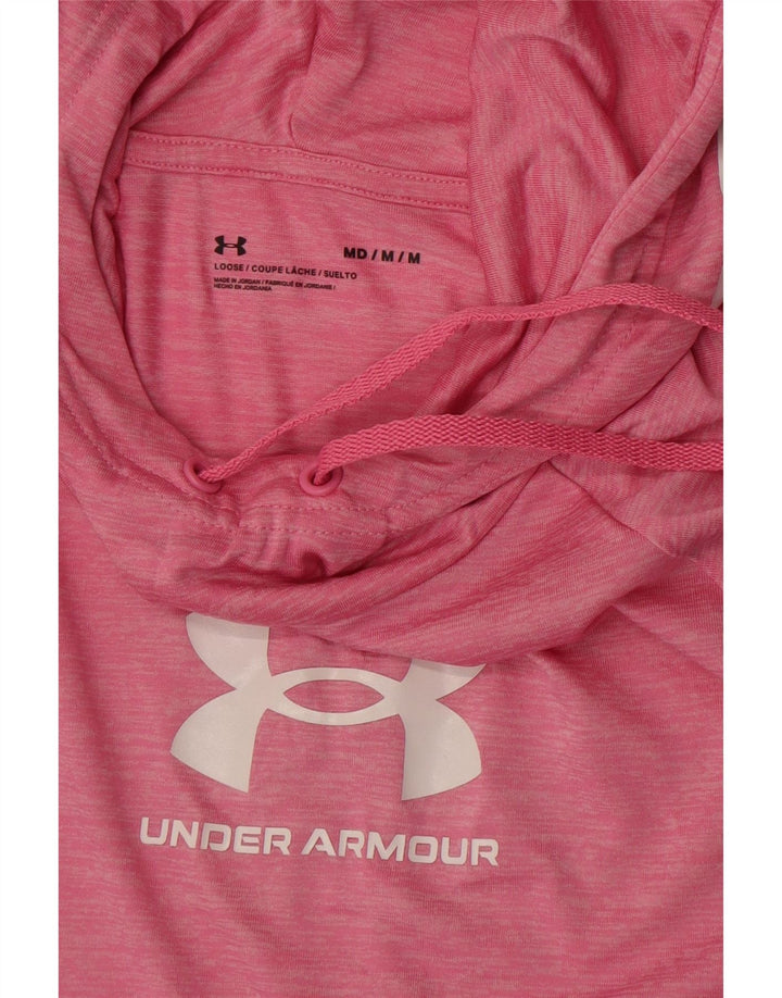 Under Armour Womens Hooded Graphic Top Long Sleeve UK 14 Medium Pink