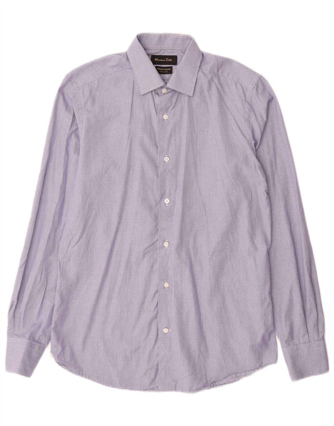 Massimo Dutti Mens Shirt Size 38 Medium Blue Houndstooth