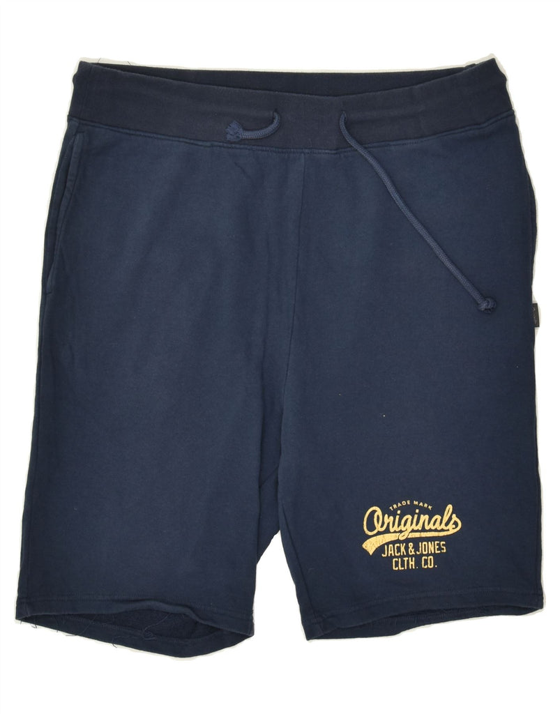 JACK & JONES Mens Graphic Sport Shorts Large Navy Blue Cotton | Vintage Jack & Jones | Thrift | Second-Hand Jack & Jones | Used Clothing | Messina Hembry 